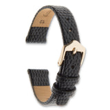 Gilden 10mm Black Flat Lizard Grain Calfskin Watch Band