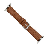 Gilden for Apple 38/40mm Smart Watch Brown Gator Grain Calfskin Leather with Stainless Steel Adapters and Buckle 7.5 inch Watch Band