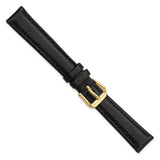 DeBeer 14mm Black Smooth Leather with Gold-tone Buckle 6.75 inch Watch Band