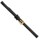 DeBeer 6mm Black Smooth Leather with Gold-tone Buckle 6.75 inch Watch Band