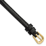 DeBeer 6mm Black Smooth Leather with Gold-tone Buckle 6.75 inch Watch Band