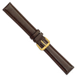 DeBeer 18mm Long Dark Brown Smooth Leather with Gold-tone Buckle 8.5 inch Watch Band