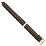 DeBeer 20mm Long Dark Brown Smooth Leather with Gold-tone Buckle 8.5 inch Watch Band