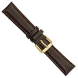 DeBeer 18mm Short Dark Brown Smooth Leather with Gold-tone Buckle 6.75 inch Watch Band