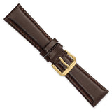 DeBeer 20mm Short Dark Brown Smooth Leather with Gold-tone Buckle 6.75 inch Watch Band