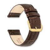 DeBeer 20mm Brown Matte Wild Alligator Grain Leather with Gold-tone Buckle 7.5 inch Watch Band