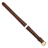 DeBeer 12mm Brown Matte Wild Alligator Grain Leather with Gold-tone Buckle 6.75 inch Watch Band