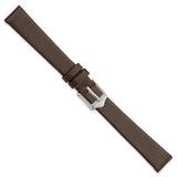 DeBeer 12mm Brown Smooth Flat Leather with Silver-tone Buckle 6.75 inch Watch Band