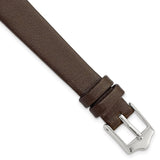DeBeer 12mm Brown Smooth Flat Leather with Silver-tone Buckle 6.75 inch Watch Band