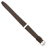DeBeer 16mm Brown Smooth Flat Leather with Silver-tone Buckle 7.5 inch Watch Band
