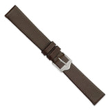 DeBeer 16mm Brown Smooth Flat Leather with Silver-tone Buckle 7.5 inch Watch Band