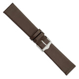 DeBeer 20mm Brown Smooth Flat Leather with Silver-tone Buckle 7.5 inch Watch Band
