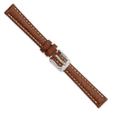 DeBeer 12mm Havana Sport Leather with White Stitching and Silver-tone Buckle 6.75 inch Watch Band