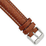 DeBeer 18mm Havana Sport Leather with White Stitching and Silver-tone Buckle 7.5 inch Watch Band