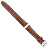 DeBeer 19mm Havana Sport Leather with White Stitching and Silver-tone Buckle 7.5 inch Watch Band