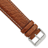 DeBeer 22mm Havana Sport Leather with White Stitching and Silver-tone Buckle 7.5 inch Watch Band
