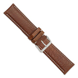 DeBeer 24mm Havana Sport Leather with White Stitching and Silver-tone Buckle 7.5 inch Watch Band