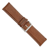 DeBeer 28mm Havana Sport Leather with White Stitching and Silver-tone Buckle 7.5 inch Watch Band