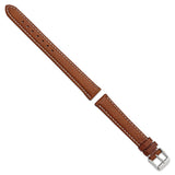 DeBeer 16mm Long Havana Sport Leather with White Stitching and Silver-tone Buckle 8.5 inch Watch Band