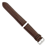 DeBeer 26mm Dark Brown Sport Leather with White Stitching and Silver-tone Buckle 7.5 inch Watch Band