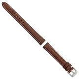 DeBeer 16mm Long Dark Brown Leather with White Stitching and Silver-tone Buckle 8.5 inch Watch Band