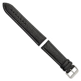 DeBeer 24mm Black Sport Leather with White Stitching and Silver-tone Buckle 7.5 inch Watch Band