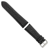 DeBeer 28mm Black Sport Leather with White Stitching and Silver-tone Buckle 7.5 inch Watch Band