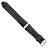 DeBeer 26mm Long Black Sport Leather with White Stitching and Silver-tone Buckle 8.5 inch Watch Band