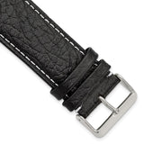 DeBeer 28mm Long Black Sport Leather with White Stitching and Silver-tone Buckle 8.5 inch Watch Band