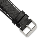 DeBeer 22mm Short Black Sport Leather with White Stitching and Silver-tone Buckle 6.75 inch Watch Band