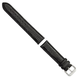 DeBeer 19mm Black Snake Grain Leather with Silver-tone Buckle 7.5 inch Watch Band