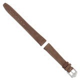 DeBeer 14mm Dark Brown Suede Flat Leather with Silver-tone Buckle 6.75 inch Watch Band