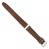 DeBeer 18mm Dark Brown Suede Flat Leather with Silver-tone Buckle 7.75 inch Watch Band