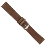 18mm Dark Brown Suede Flat Leather Silver-tone Buckle Watch Band