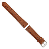 DeBeer 20mm Havana Ostrich Grain Leather with Silver-tone Buckle 7.5 inch Watch Band
