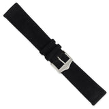 20mm Black Suede Flat Leather Silver-tone Buckle Watch Band