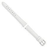 DeBeer 16mm White Smooth Leather with Silver-tone Buckle 7.5 inch Watch Band