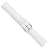 17mm White Smooth Leather Silver-tone Buckle Watch Band