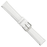 DeBeer 18mm White Smooth Leather with Silver-tone Buckle 7.5 inch Watch Band