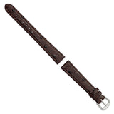 DeBeer 14mm Brown Ostrich Grain Leather with Silver-tone Buckle 6.75 inch Watch Band