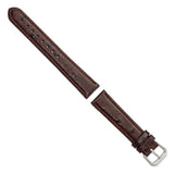 DeBeer 18mm Brown Ostrich Grain Leather with Silver-tone Buckle 7.5 inch Watch Band