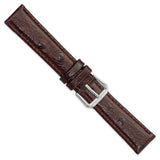 DeBeer 18mm Brown Ostrich Grain Leather with Silver-tone Buckle 7.5 inch Watch Band