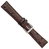 DeBeer 19mm Brown Ostrich Grain Leather with Silver-tone Buckle 7.5 inch Watch Band