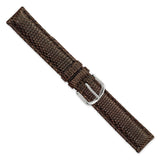 DeBeer 17mm Brown Genuine Lizard Leather with Silver-tone Buckle 7.5 inch Watch Band