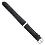 DeBeer 20mm Black Lizard Grain Leather with Silver-tone Buckle 7.5 inch Watch Band
