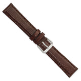 DeBeer 18mm Dark Brown Lizard Grain Leather with Silver-tone Buckle 7.5 inch Watch Band