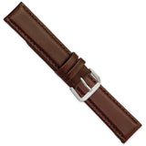 19mm Dark Brown Italian Leather Silver-tone Buckle Watch Band