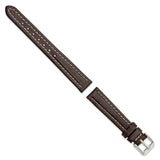 DeBeer 14mm Dark Brown Oil-tanned Leather with White Stitching and Silver-tone Buckle 6.75 inch Watch Band