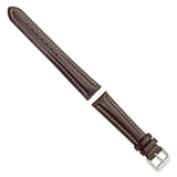 DeBeer 19mm Dark Brown Oil-tanned Leather with White Stitching and Silver-tone Buckle 7.5 inch Watch Band