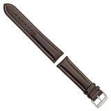 DeBeer 22mm Dark Brown Oil-tanned Leather with White Stitching and Silver-tone Buckle 7.5 inch Watch Band